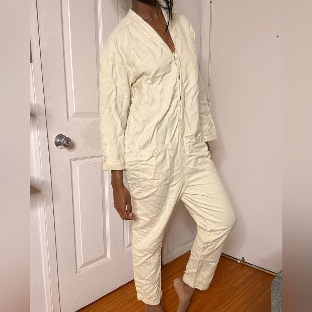 Elegant Cream Button-Front Jumpsuit